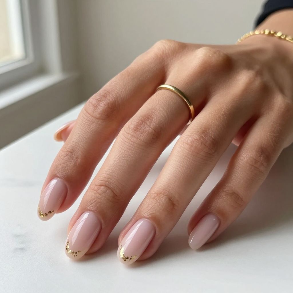 Pink Beige Nude with Tiny Gold Foil