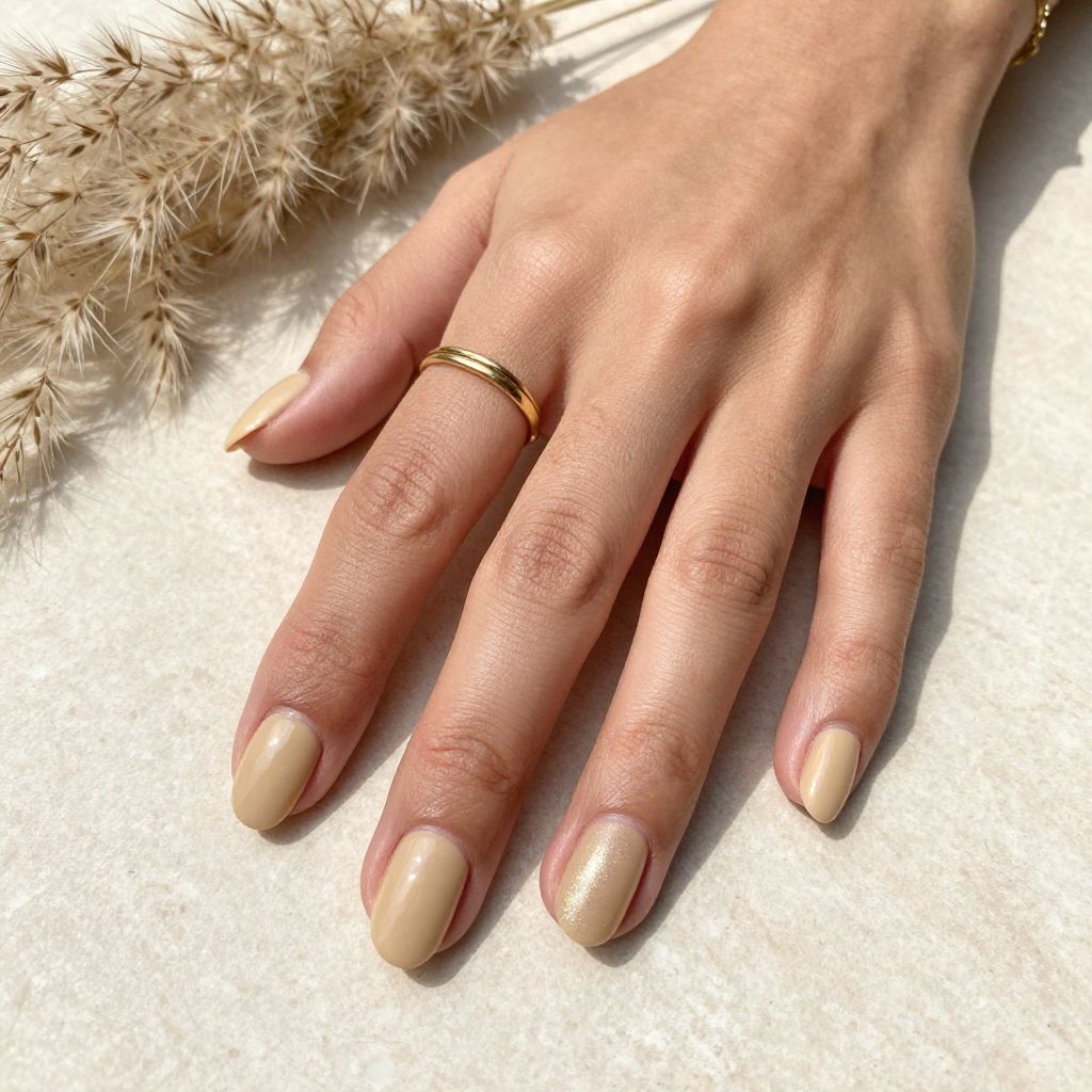 Warm Sand Nude on Short Round Nails