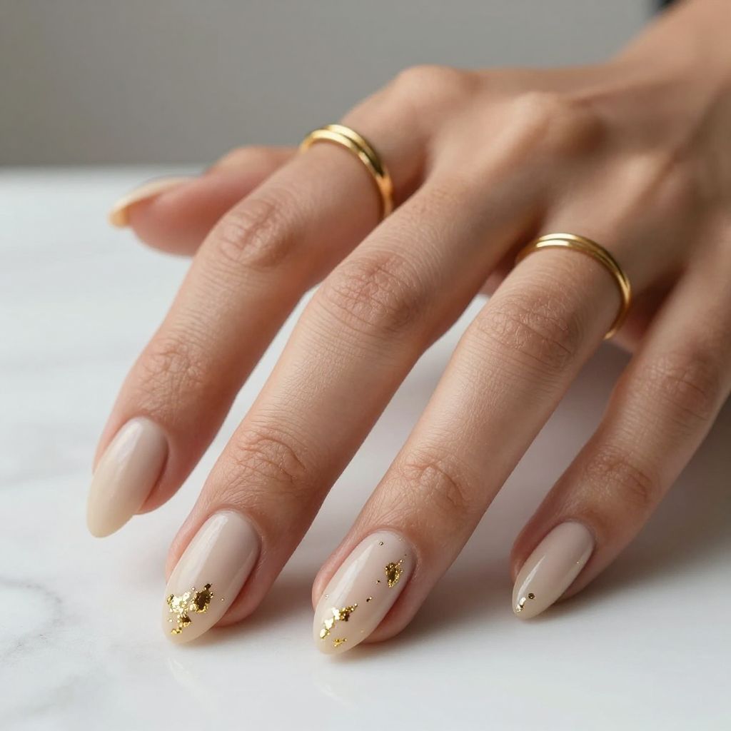 Soft Beige with Gold Leaf Accents