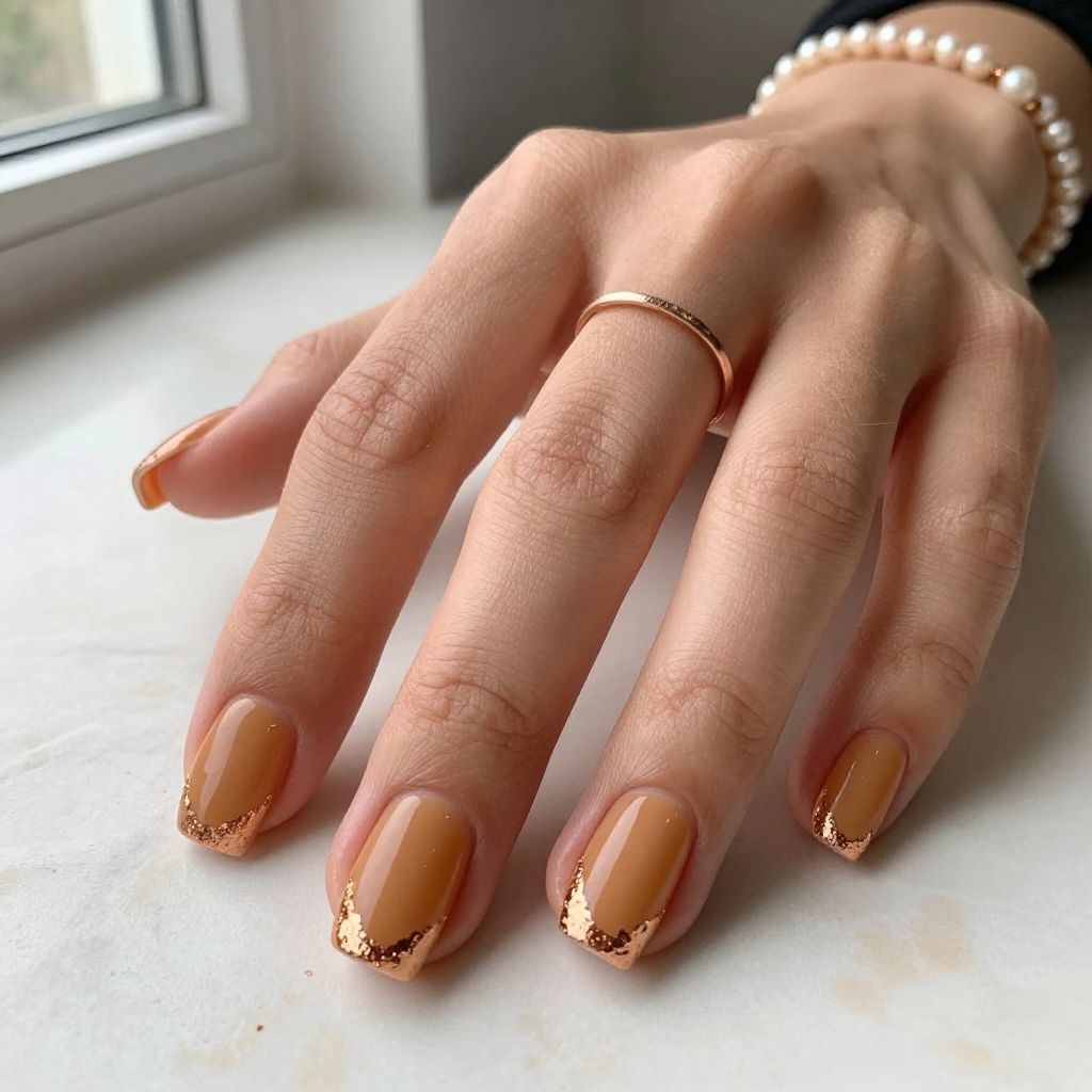 Caramel Nude with Copper Foil Accents