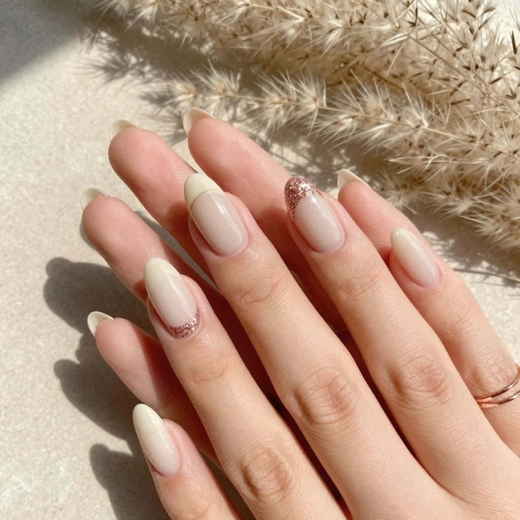 Pale Nude with Micro Glitter Band