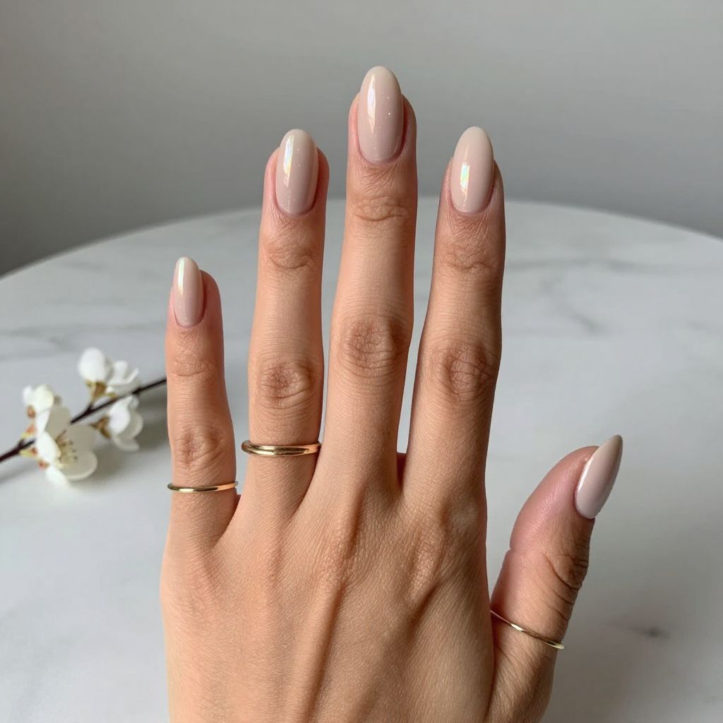 Nude Base with Subtle Holographic Dust
