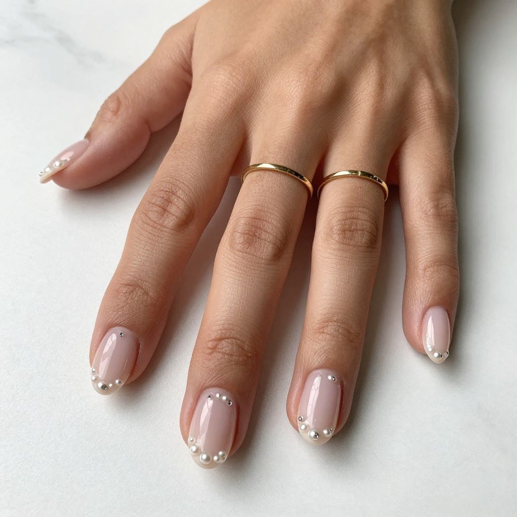 Pearl Accent Oval Nails