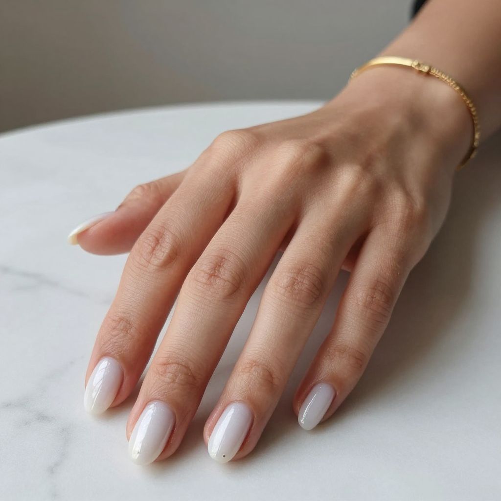 Milky White Ballet Core Nails