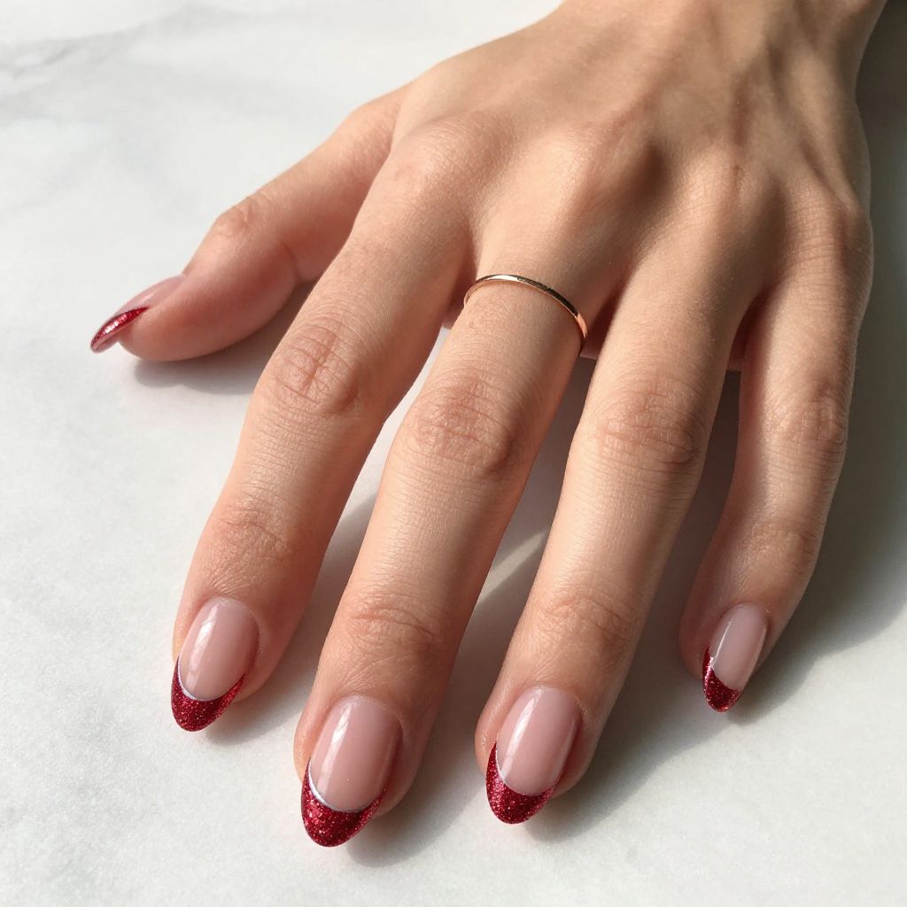 Red Glitter French Tips