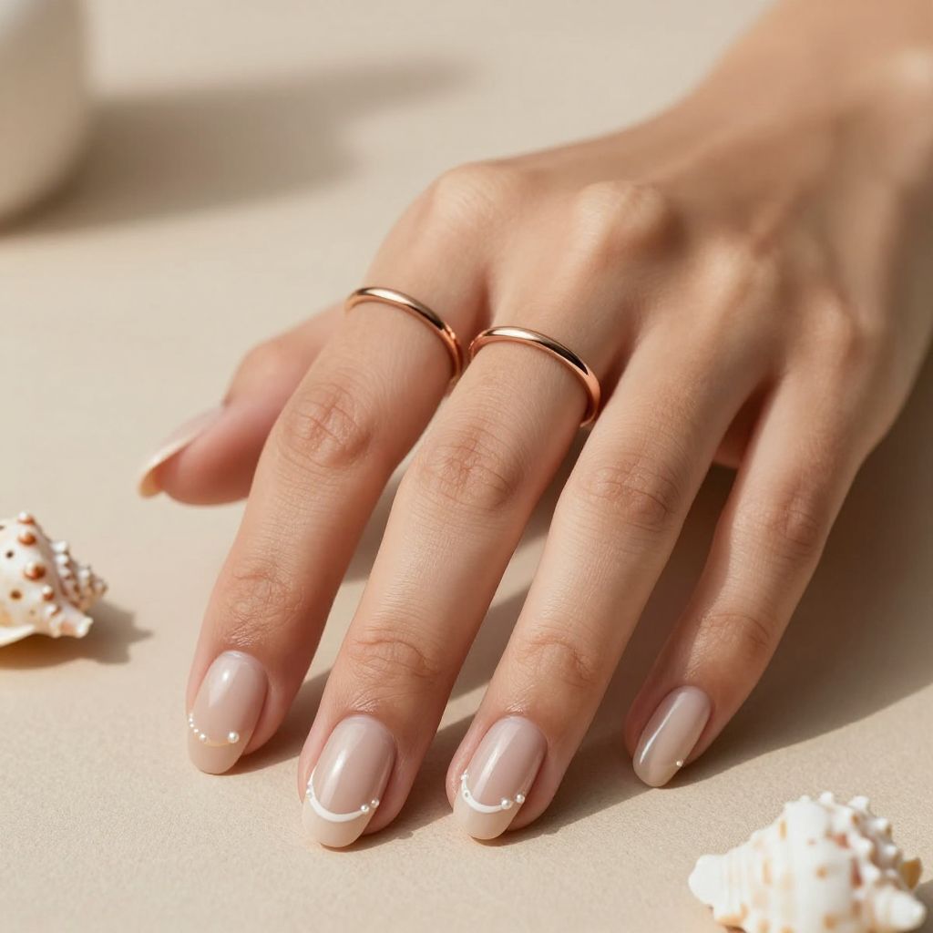 Ocean Nail Inspo - Shell Detail French