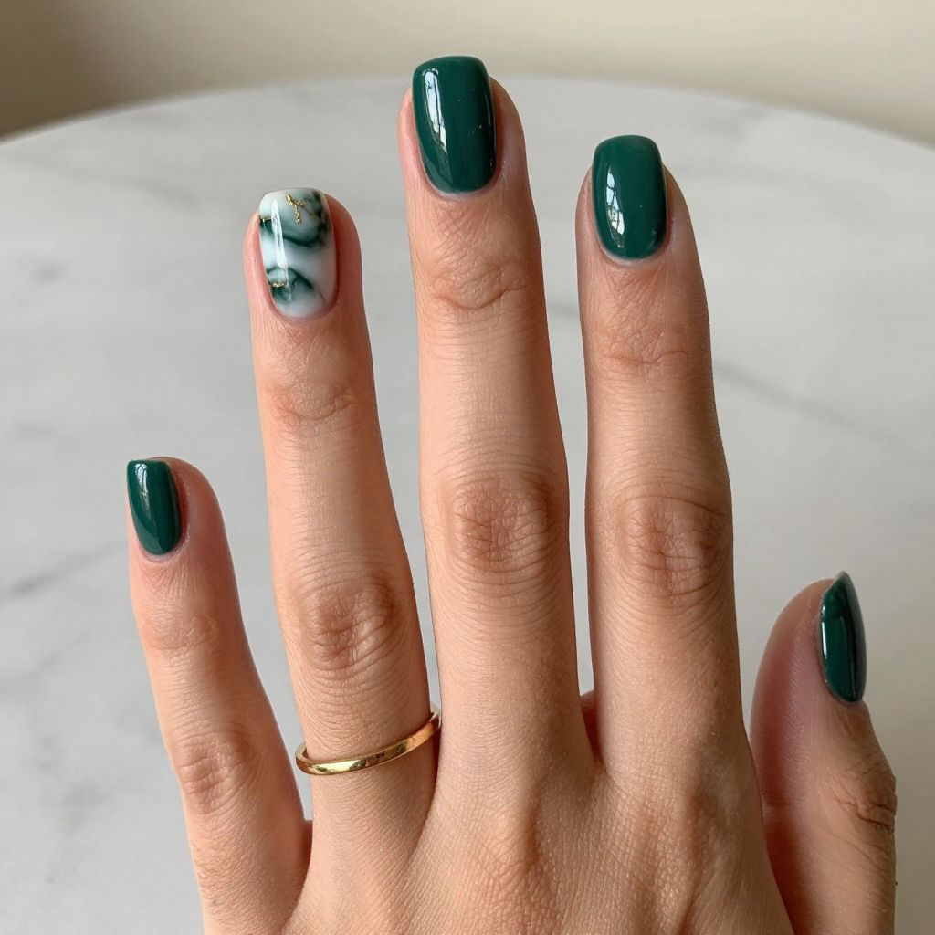 Ocean Nail Inspo - Tidal Green Marble