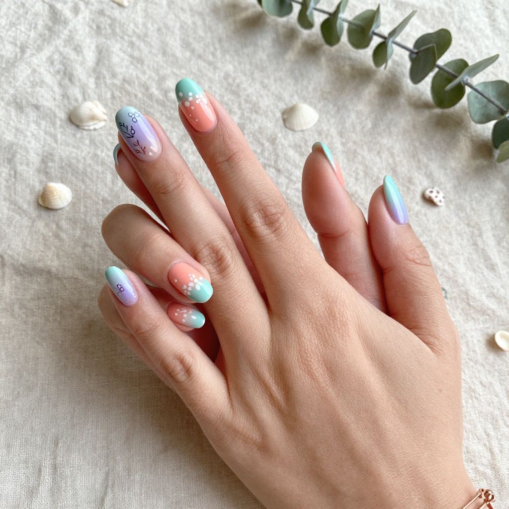 Ocean Nail Inspo - Pastel Reef Florals