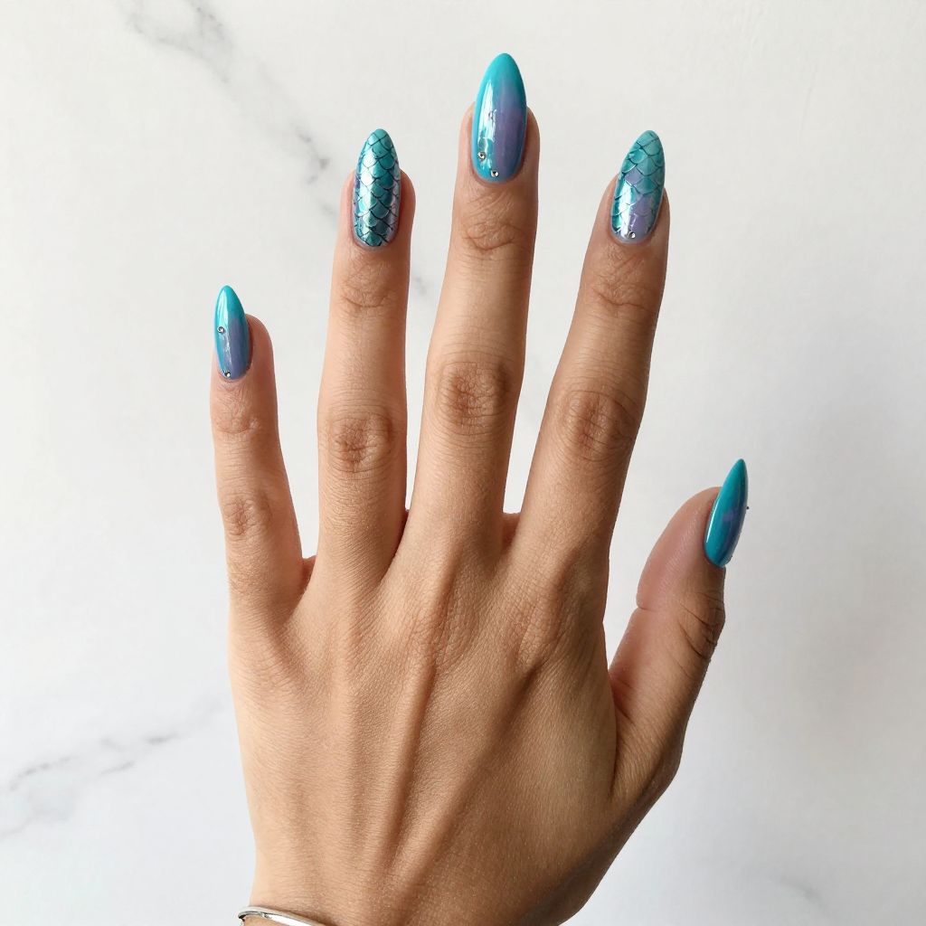 Ocean Nail Inspo - Mermaid Scale Overlay