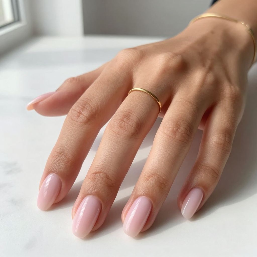 Sheer blush almond nails