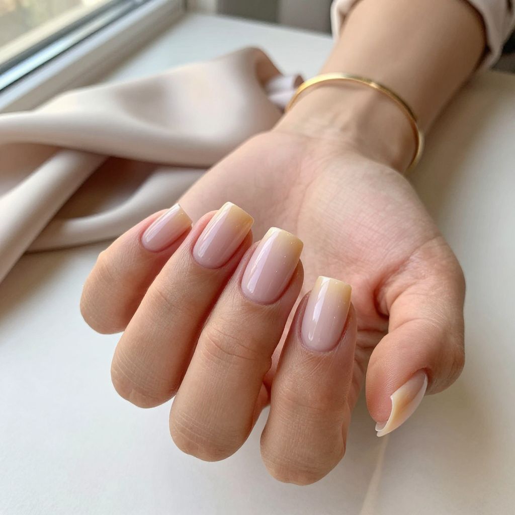 Neutral ombré square nails