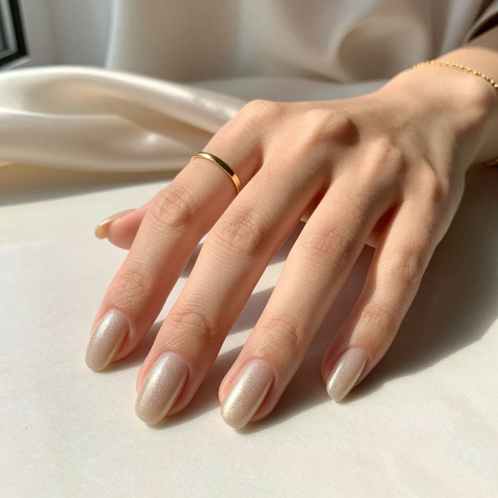 Champagne shimmer almond nails