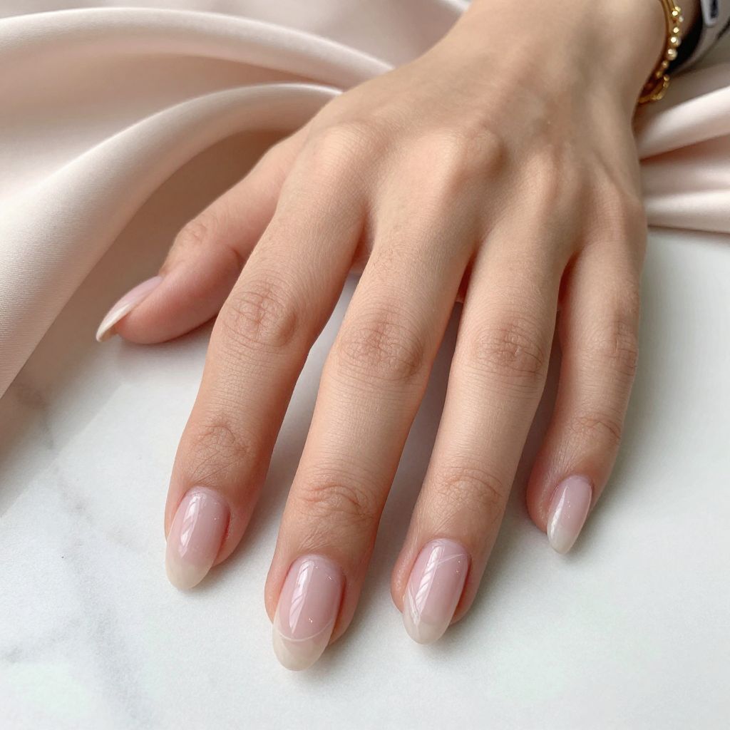 Barely there pink marble nails