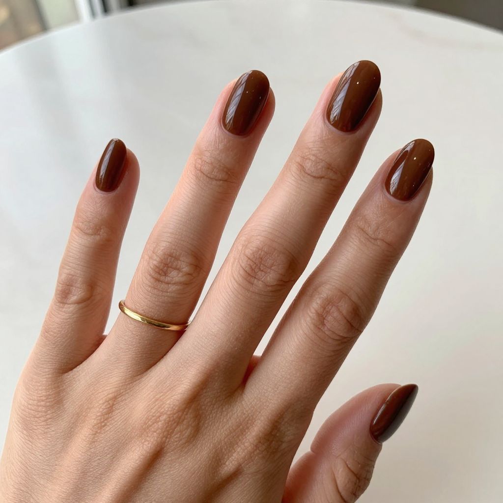 Rich espresso glossy nails