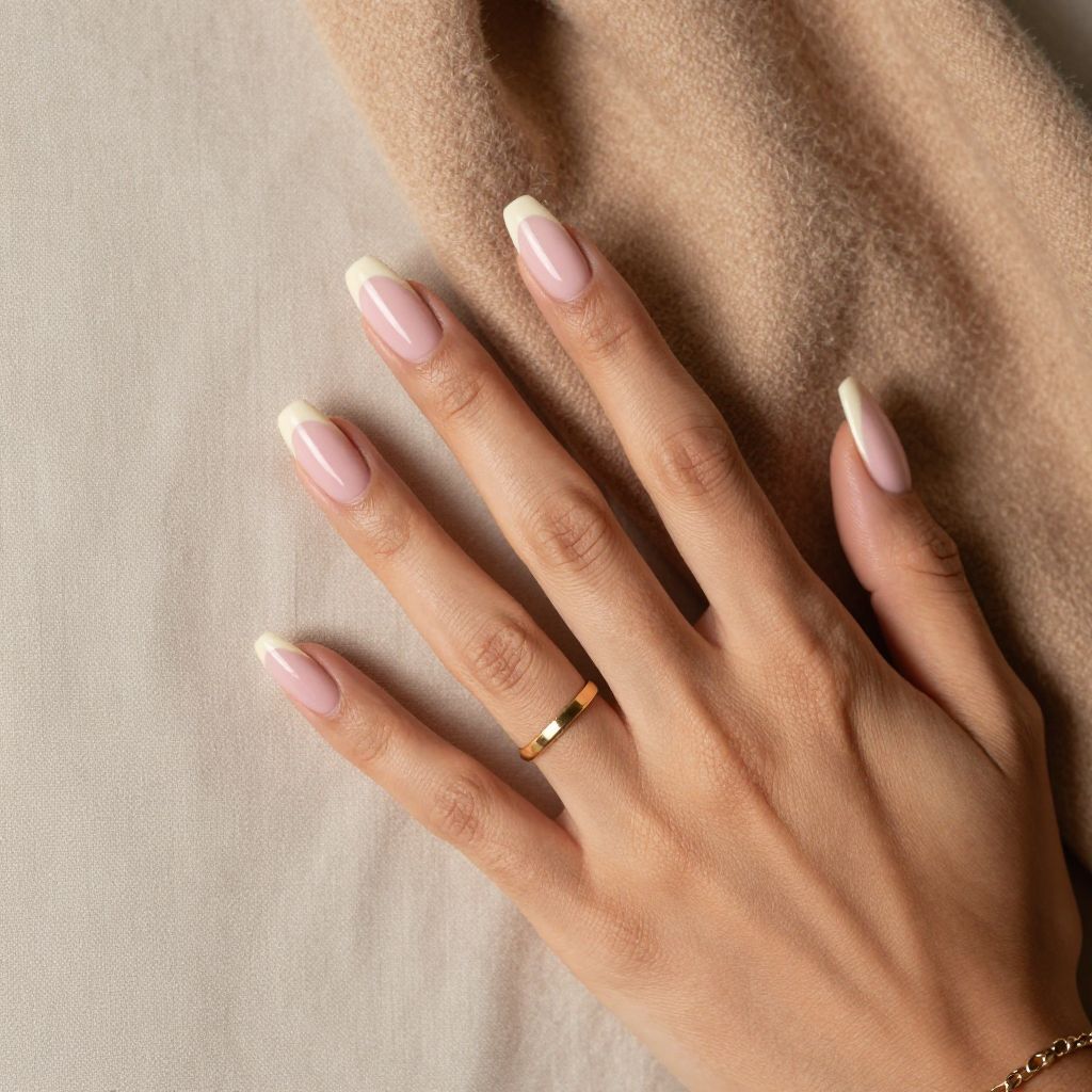 Pink beige coffin nails
