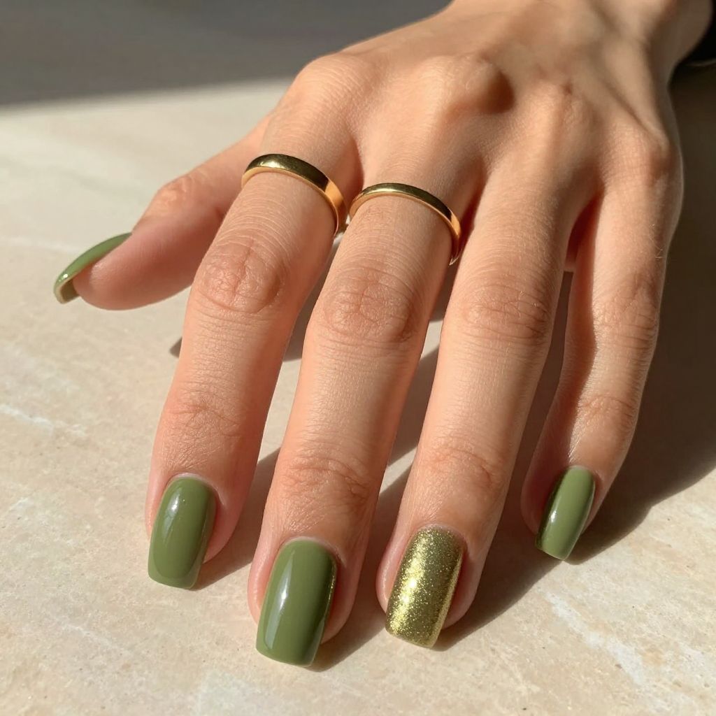 Olive Green Nail Ideas 15