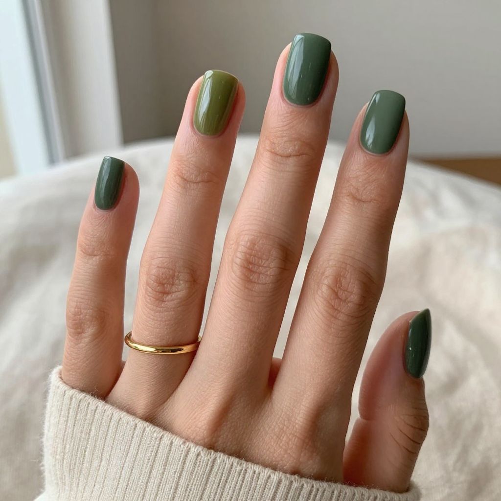 Olive Green Nail Ideas 3