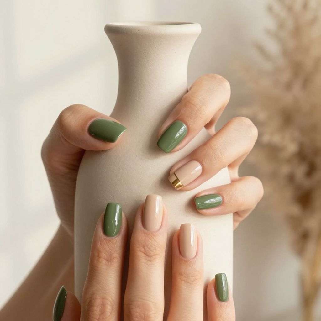 Olive Green Nail Ideas 4