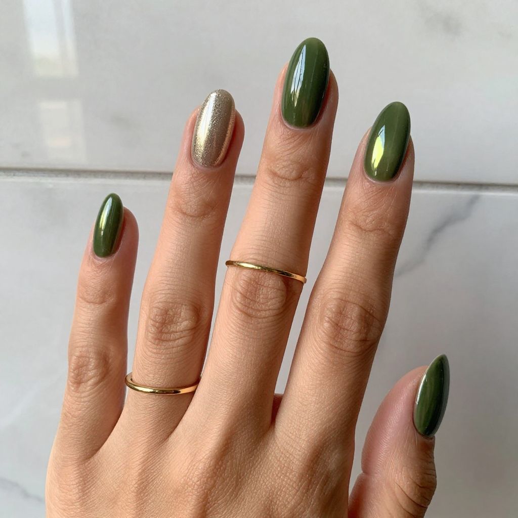 Olive Green Nail Ideas 5
