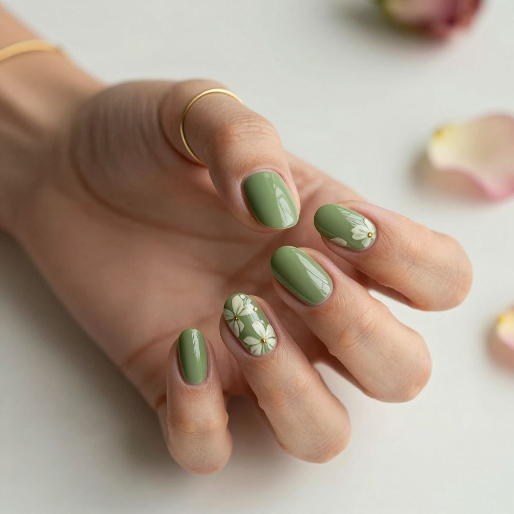 Olive Green Nail Ideas 6
