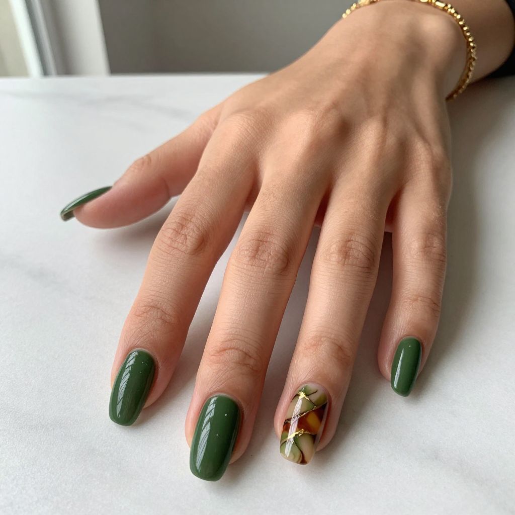 Olive Green Nail Ideas 8