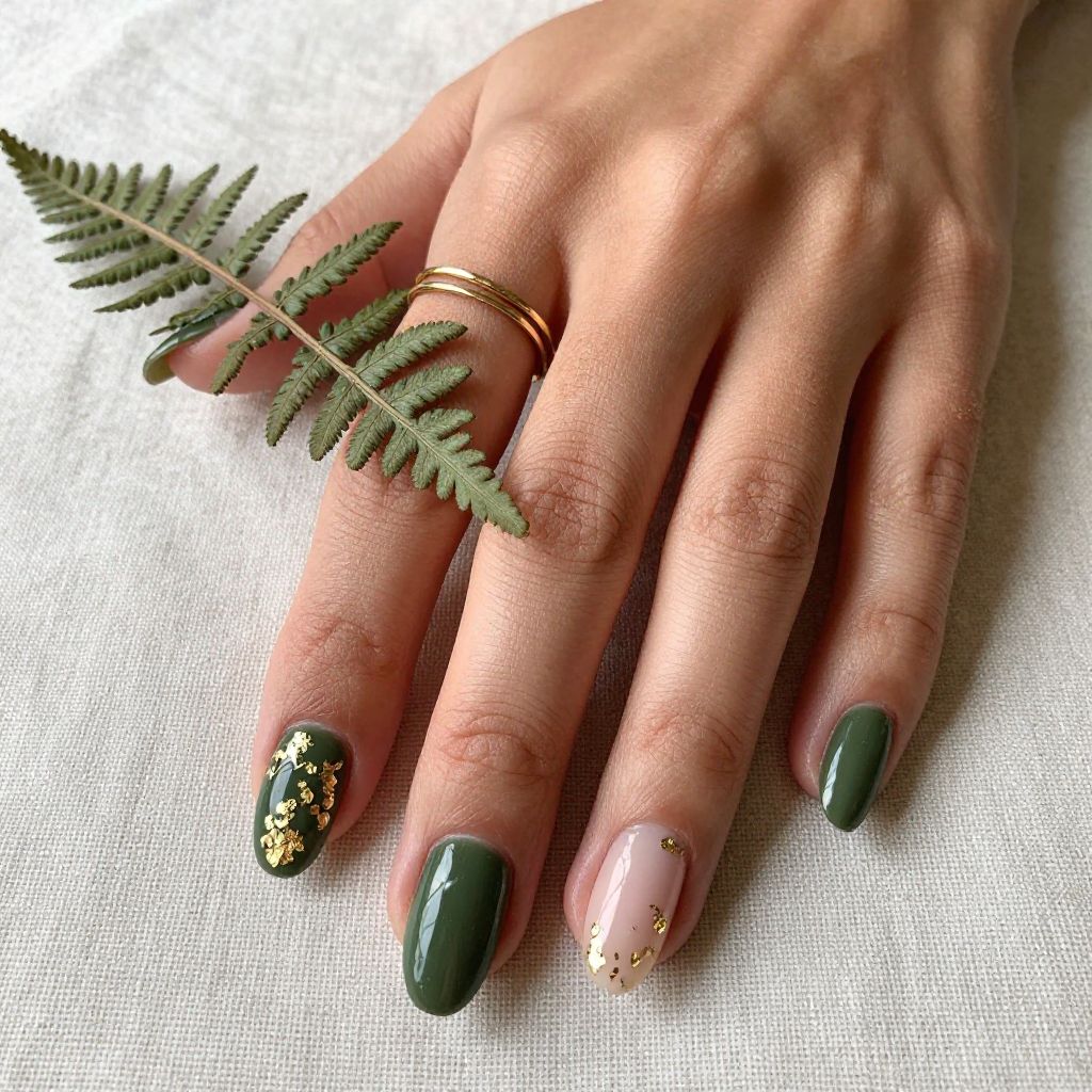 Olive Green Nail Ideas 7