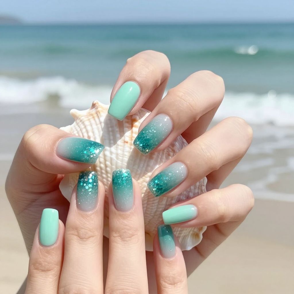 Ombre Glitter Nail Design 5
