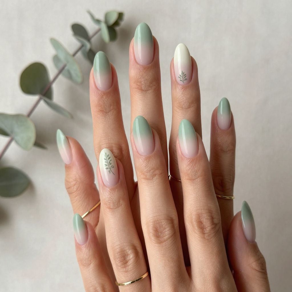 Sage Green to Cream Ombre