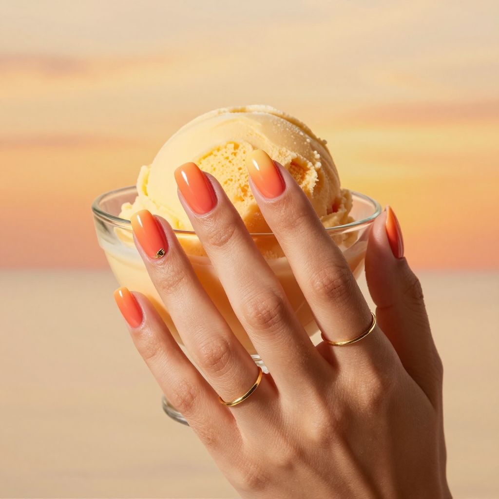 Sunset sorbet ombre nails with coral to yellow fade