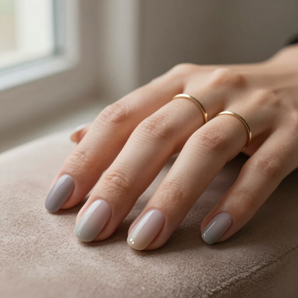 Dove grey to greige ombre nails matte finish