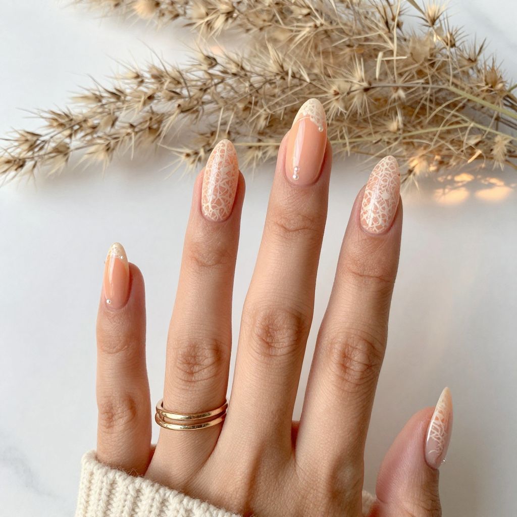 Peach Orange with Delicate Lace Pattern