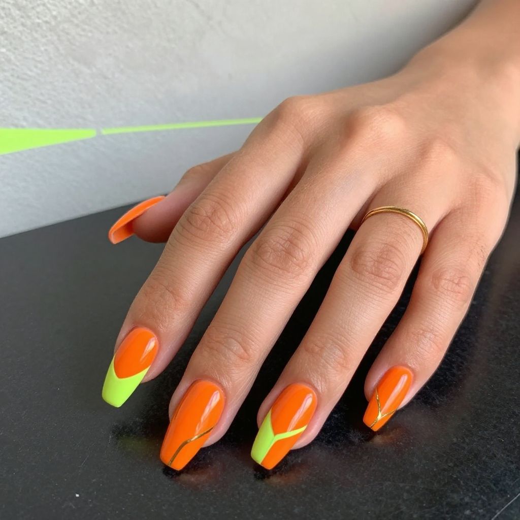 Spicy Orange with Neon Lime Accents