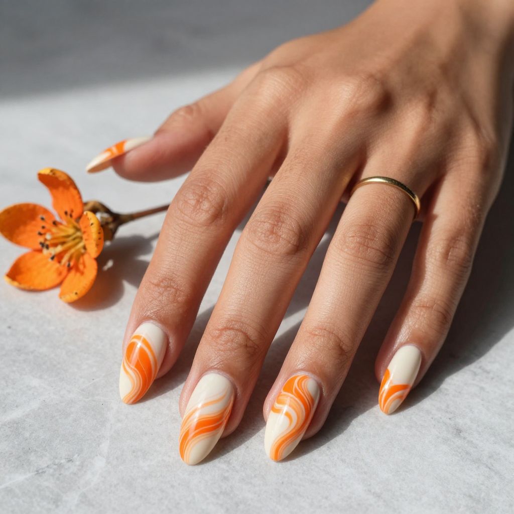 Orange Marble Swirl Design