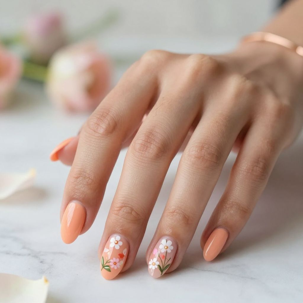 Peach Orange with Delicate Floral Details