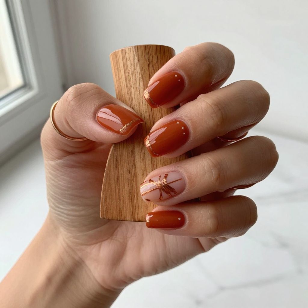 Burnt Orange Matte with Metallic Accents