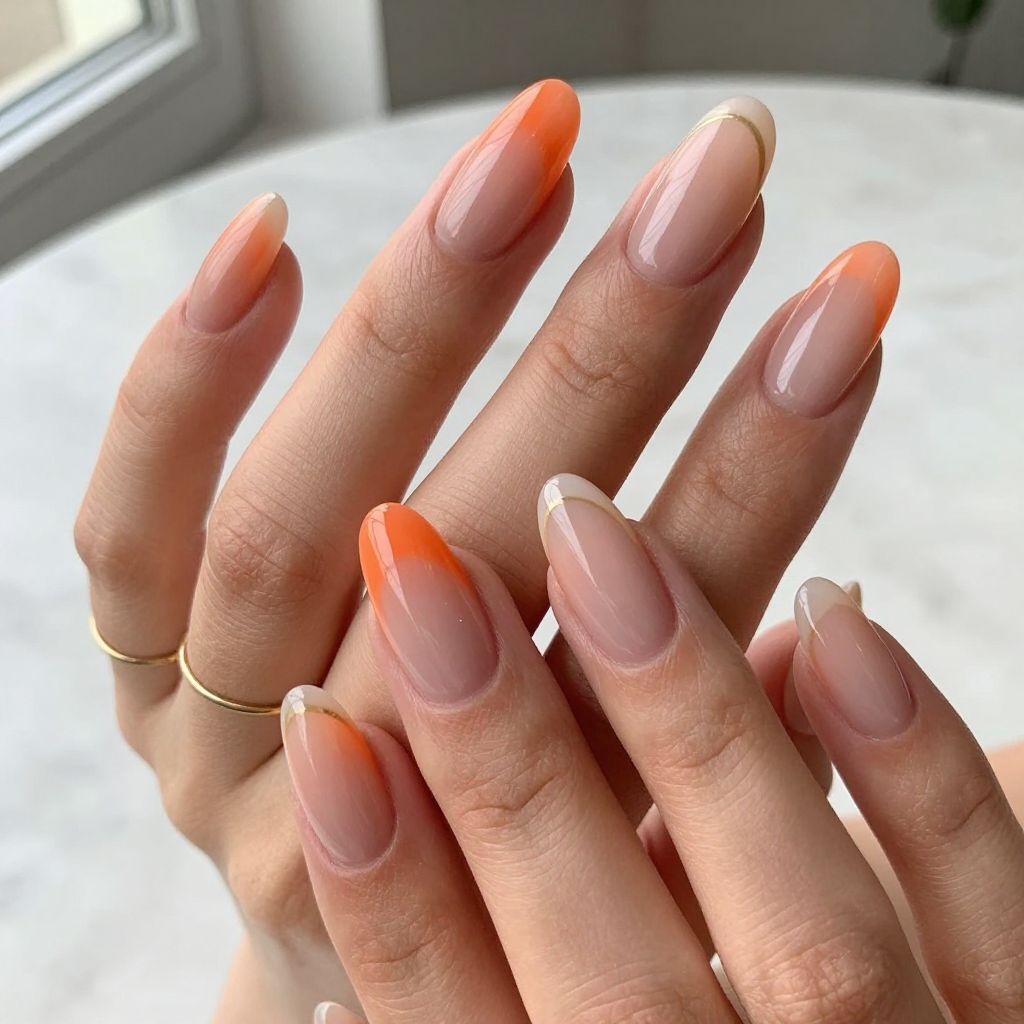 Orange Ombre French Tips