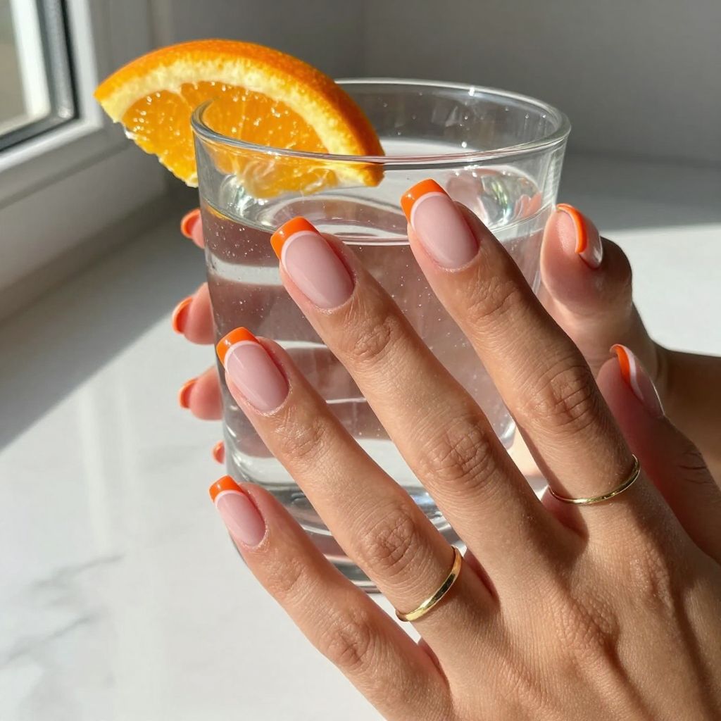 Citrus Pop French orange nail design