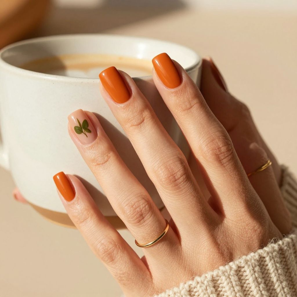 Matte pumpkin spice orange nails