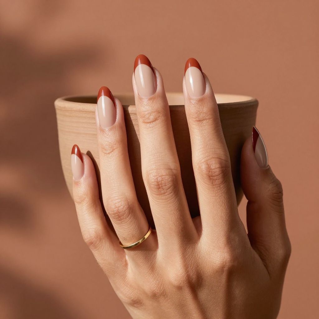 Terracotta half moon orange nails