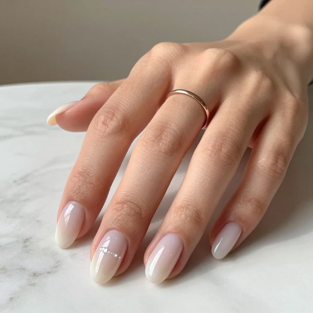 Sheer Milky Oval Nails
