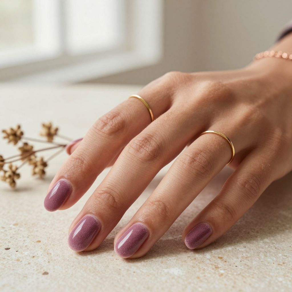 Mauve Oval Nails with Velvet Finish
