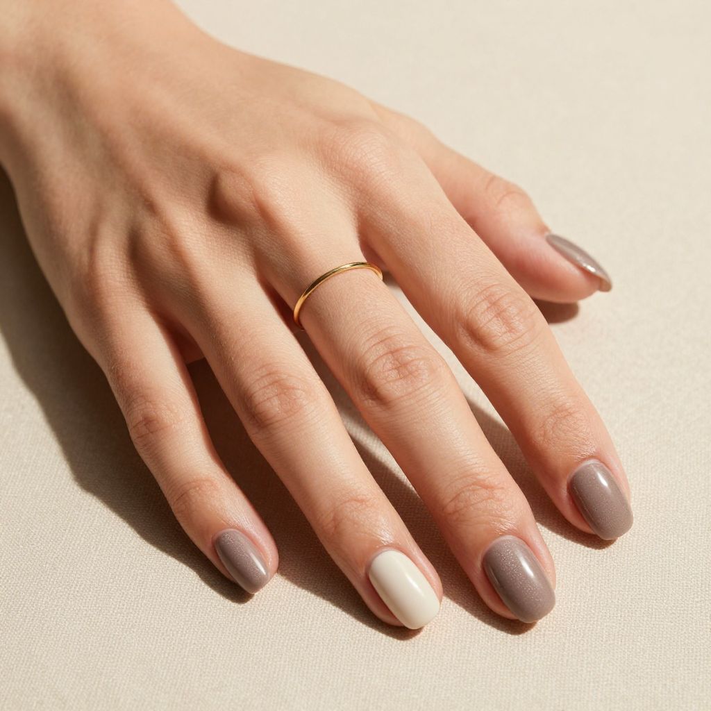 Smoky Taupe Oval Nails