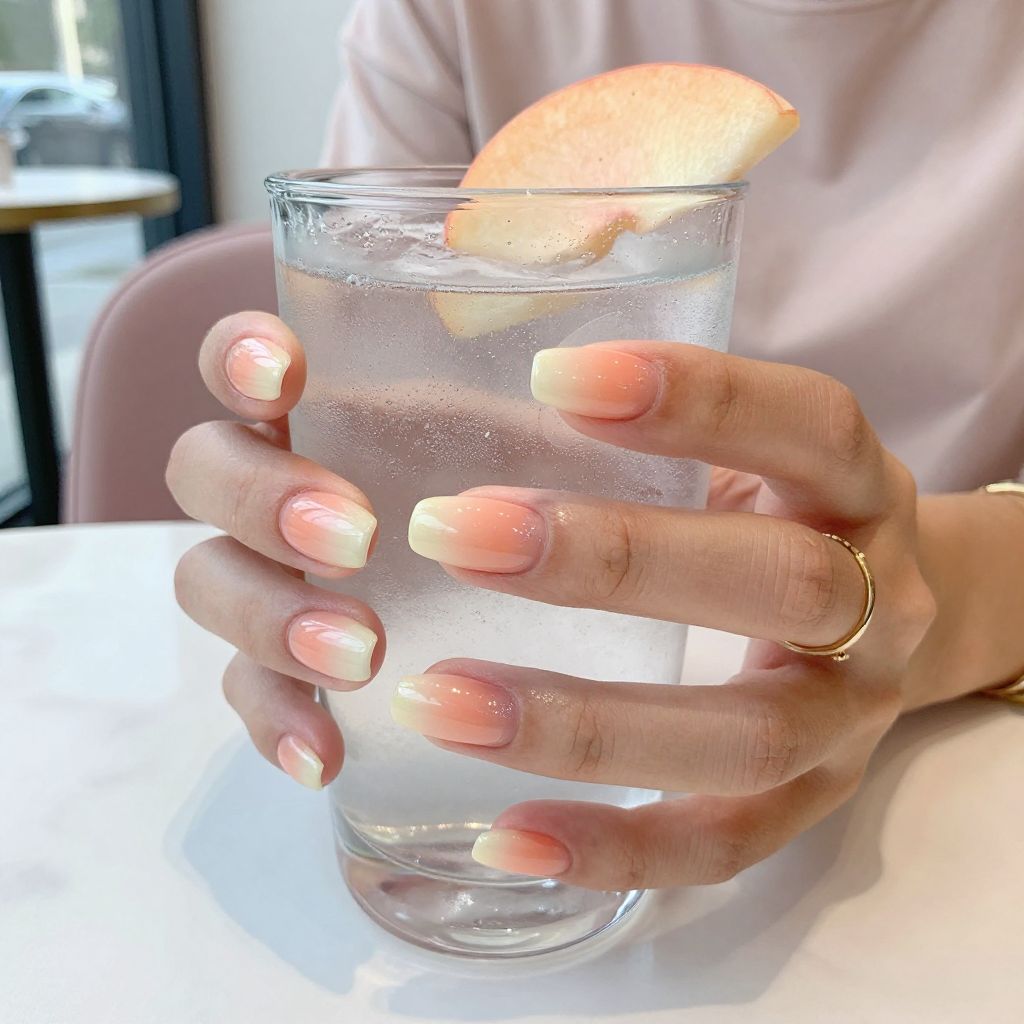 Peach sherbet ombre pastel nails