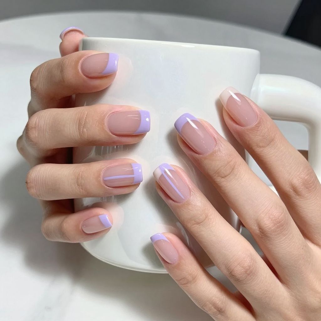 Soft lilac negative space pastel nails
