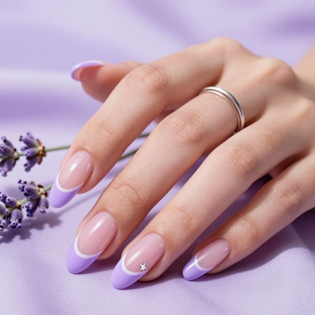 Lavender cloud French tip pastel nails