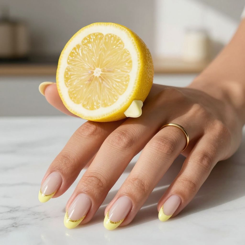Lemon sorbet half moon pastel nails