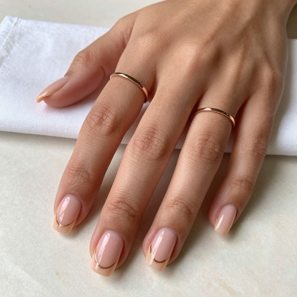 Peach Negative Space Nails