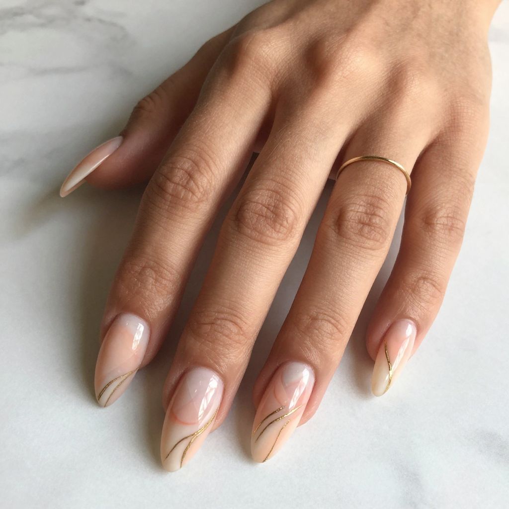 Peach Marble Nails