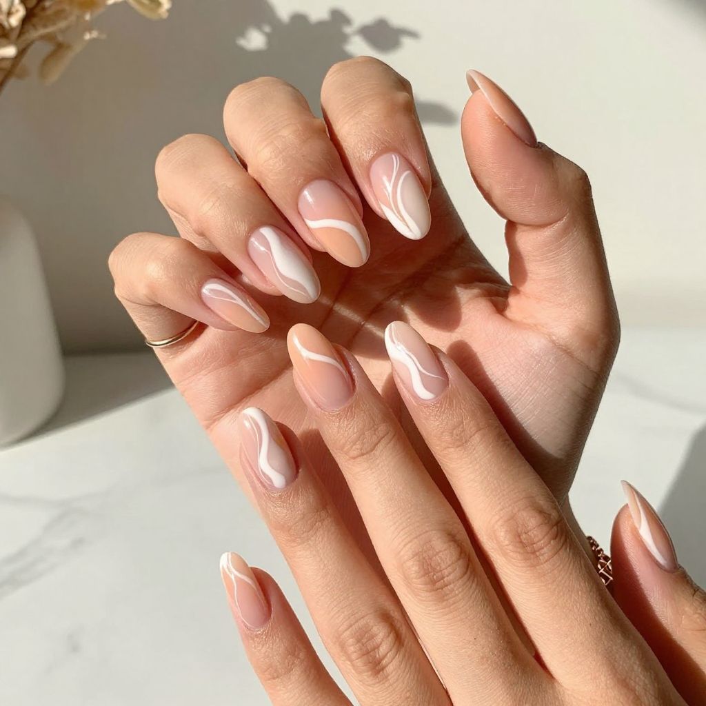 Peach and Milky White Swirls