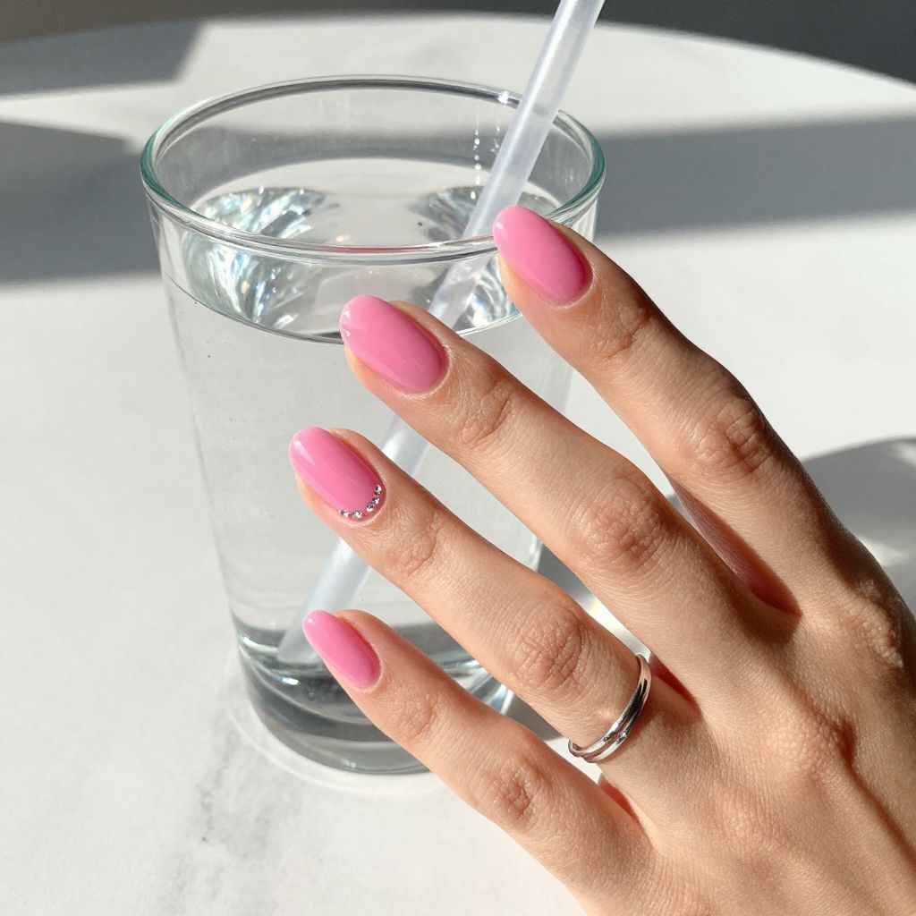 Bubblegum gloss pink acrylic nails